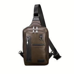 Men's Leather Crossbody Bag Vintage Chest Bag Large Capacity Satchel