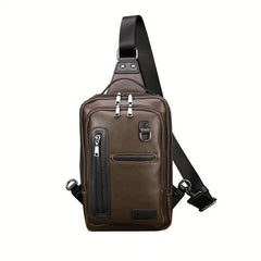 Men's Leather Crossbody Bag Vintage Chest Bag Large Capacity Satchel