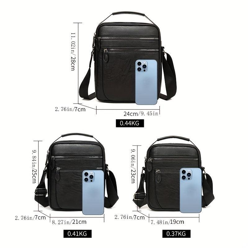 Men's Leather Crossbody Bag Shoulder Bag Multifunction Messenger