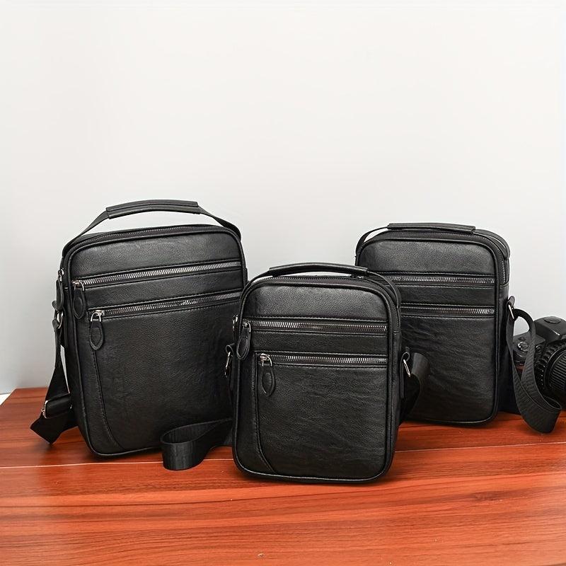 Men's Leather Crossbody Bag Shoulder Bag Multifunction Messenger