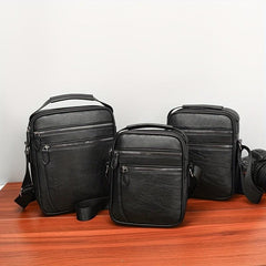 Men's Leather Crossbody Bag Shoulder Bag Multifunction Messenger