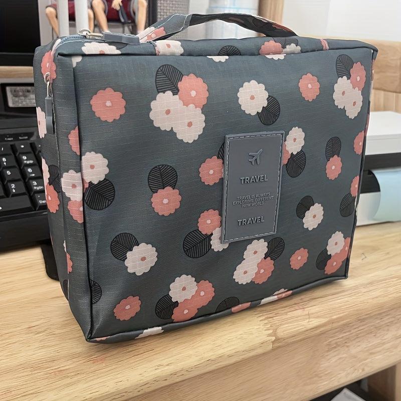 Floral Print Travel Storage Bag Portable Makeup Toiletry Bag