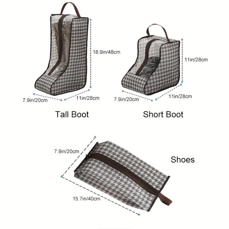 Houndstooth Shoe Bag Zipper Dustproof Travel Pouch
