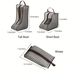 Houndstooth Shoe Bag Zipper Dustproof Travel Pouch