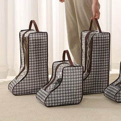 Houndstooth Shoe Bag Zipper Dustproof Travel Pouch