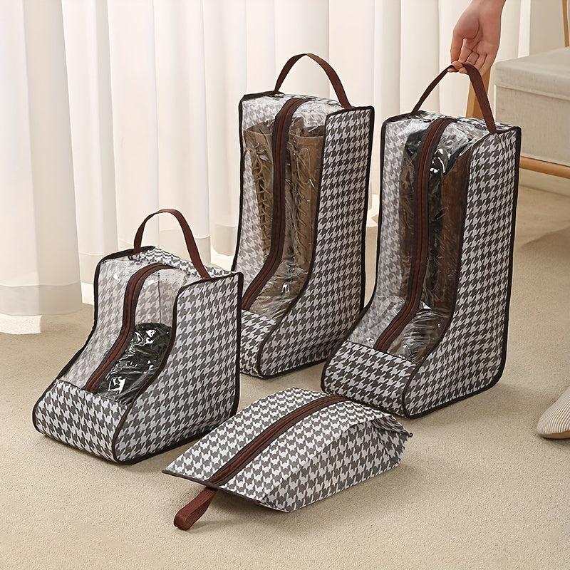 Houndstooth Shoe Bag Zipper Dustproof Travel Pouch
