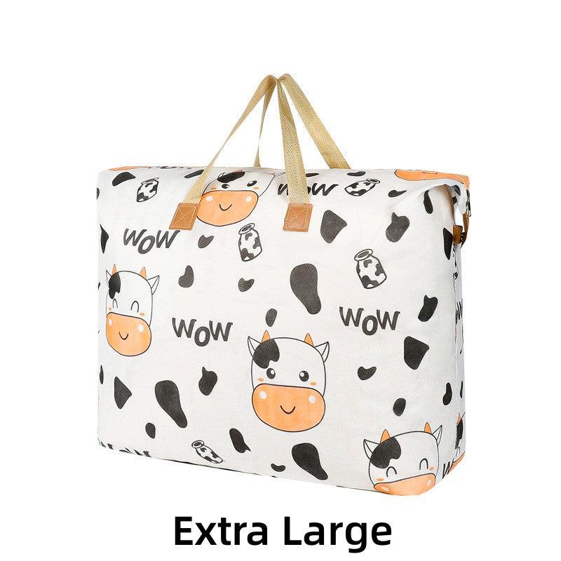 Cartoon Cow Storage Bag Lightweight Zipper Organizer Travel Luggage