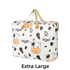 Cartoon Cow Storage Bag Lightweight Zipper Organizer Travel Luggage