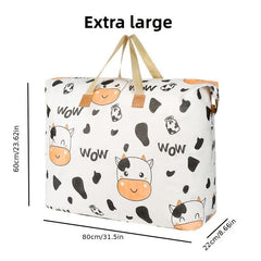 Cartoon Cow Storage Bag Lightweight Zipper Organizer Travel Luggage