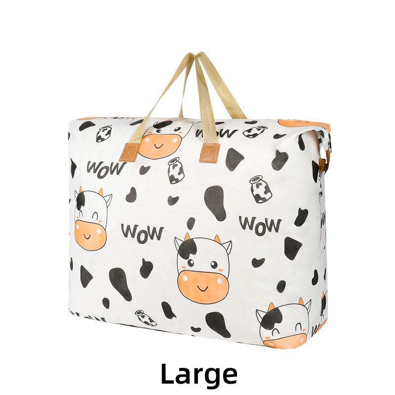 Cartoon Cow Storage Bag Lightweight Zipper Organizer Travel Luggage