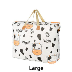 Cartoon Cow Storage Bag Lightweight Zipper Organizer Travel Luggage