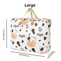 Cartoon Cow Storage Bag Lightweight Zipper Organizer Travel Luggage