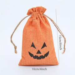 Halloween Pumpkin Candy Bag Drawstring Trick Or Treat Bag