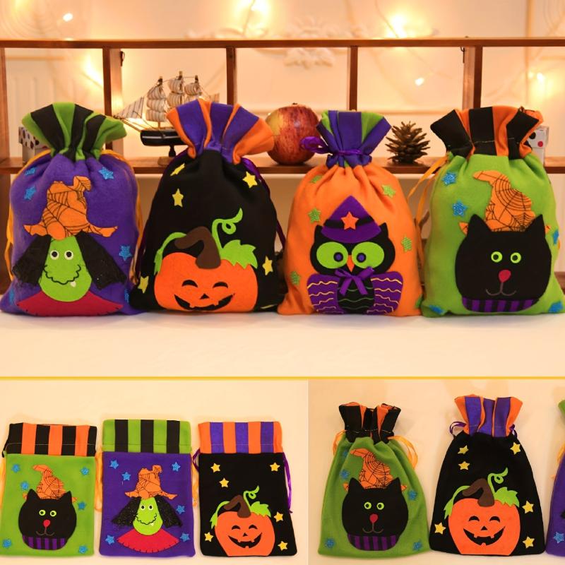 Halloween Pumpkin Candy Bag Drawstring Trick Or Treat Bag