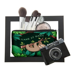 Sloth Print Zipper Cosmetic Bag Lightweight Makeup Clutch Storage Bag