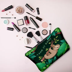 Sloth Print Zipper Cosmetic Bag Lightweight Makeup Clutch Storage Bag