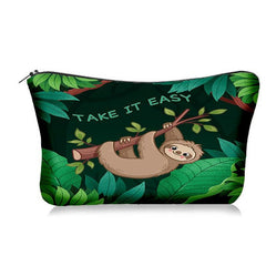 Sloth Print Zipper Cosmetic Bag Lightweight Makeup Clutch Storage Bag