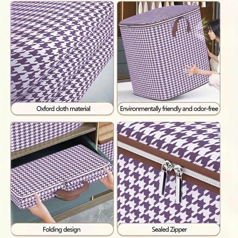 Purple Houndstooth Pattern Storage Bag