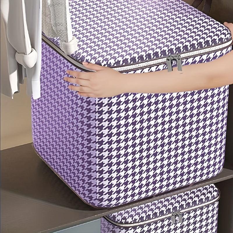Purple Houndstooth Pattern Storage Bag