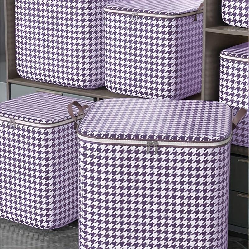 Purple Houndstooth Pattern Storage Bag