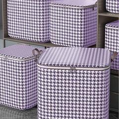 Purple Houndstooth Pattern Storage Bag