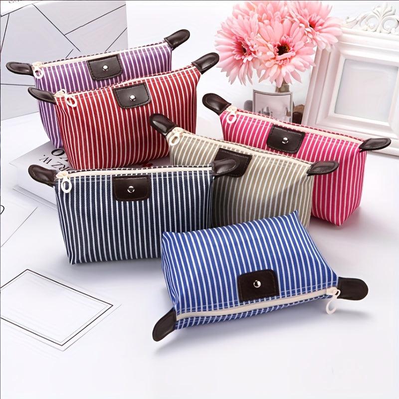 Striped Pattern Carry On Bag Zipper Cosmetic Pouch
