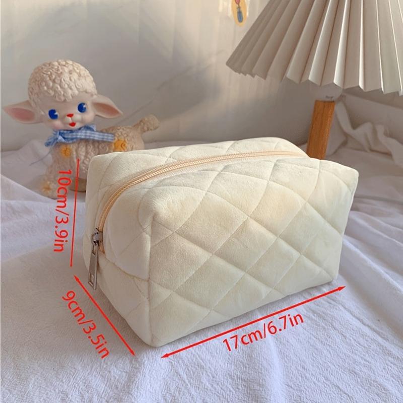 Quilted Zipper Cosmetic Bag Organizer Travel Toiletry Makeup Bag