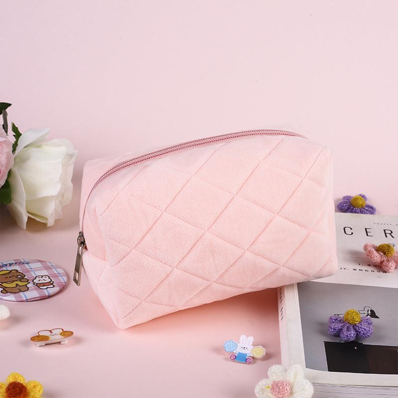 Quilted Zipper Cosmetic Bag Organizer Travel Toiletry Makeup Bag
