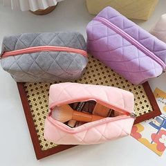 Quilted Zipper Cosmetic Bag Organizer Travel Toiletry Makeup Bag