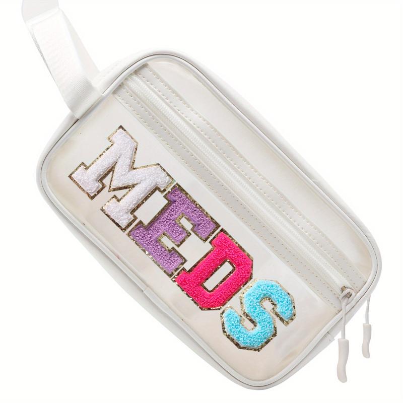 Stylish Letter Patched Cosmetic Bag Zipper Makeup Pouch