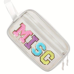 Stylish Letter Patched Cosmetic Bag Zipper Makeup Pouch