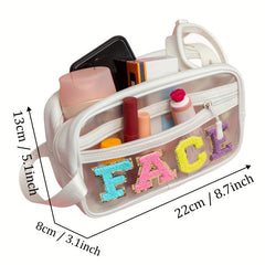 Stylish Letter Patched Cosmetic Bag Zipper Makeup Pouch