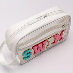 Stylish Letter Patched Cosmetic Bag Zipper Makeup Pouch