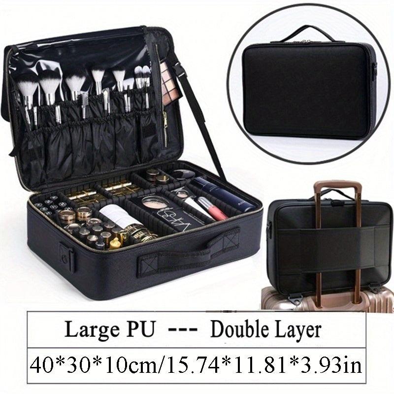 Waterproof Portable Makeup Organizer Bag with Adjustable Dividers