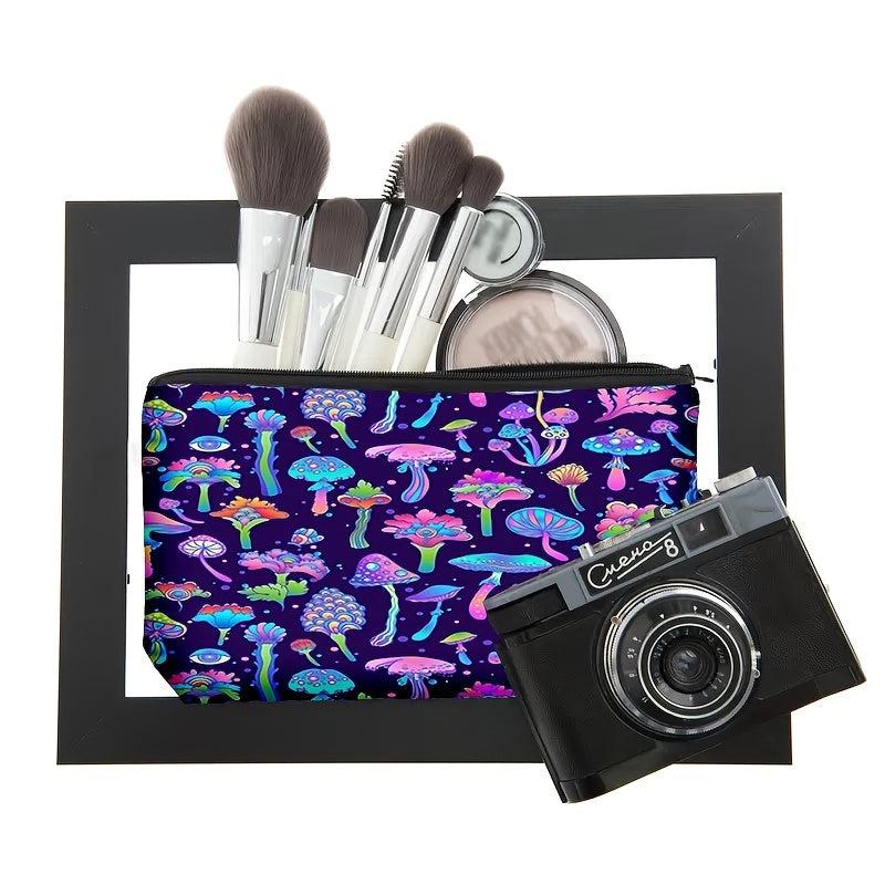 Mushroom Print Zipper Bag Makeup Coin Purse