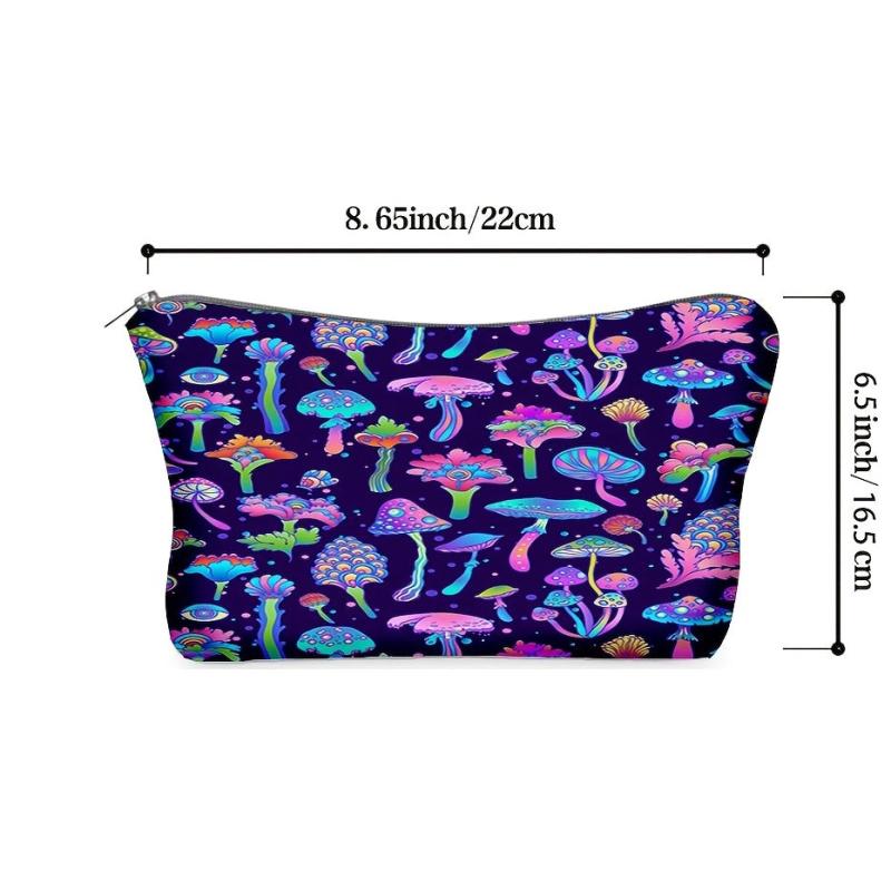 Mushroom Print Zipper Bag Makeup Coin Purse
