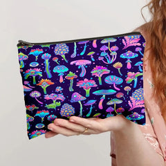 Mushroom Print Zipper Bag Makeup Coin Purse