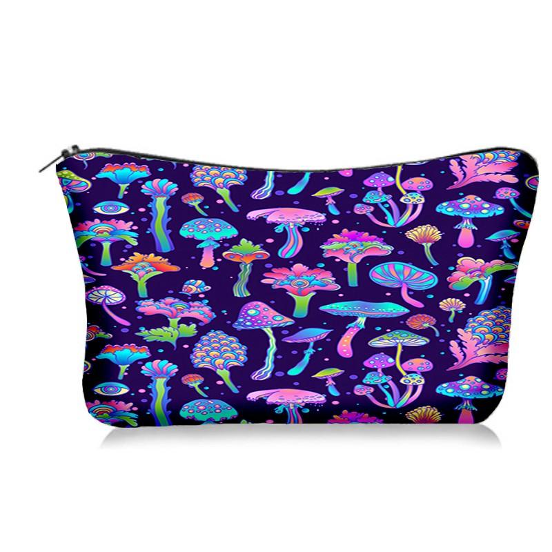 Mushroom Print Zipper Bag Makeup Coin Purse