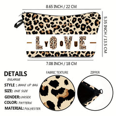 Leopard Print Cosmetic Bag Love You Pattern Clutch Purse