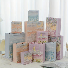 4pcs Oil Painting Tote Gift Bag Set Student Graduation Birthday DIY Gift Bag