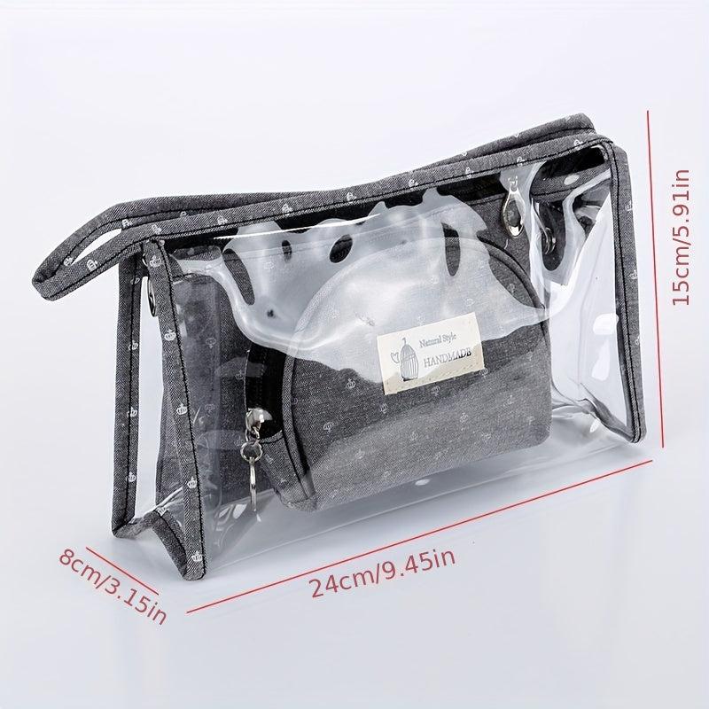 3pcs Transparent Cosmetic Bag PVC Waterproof Makeup Bag Organizer