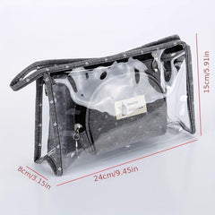 3pcs Transparent Cosmetic Bag PVC Waterproof Makeup Bag Organizer
