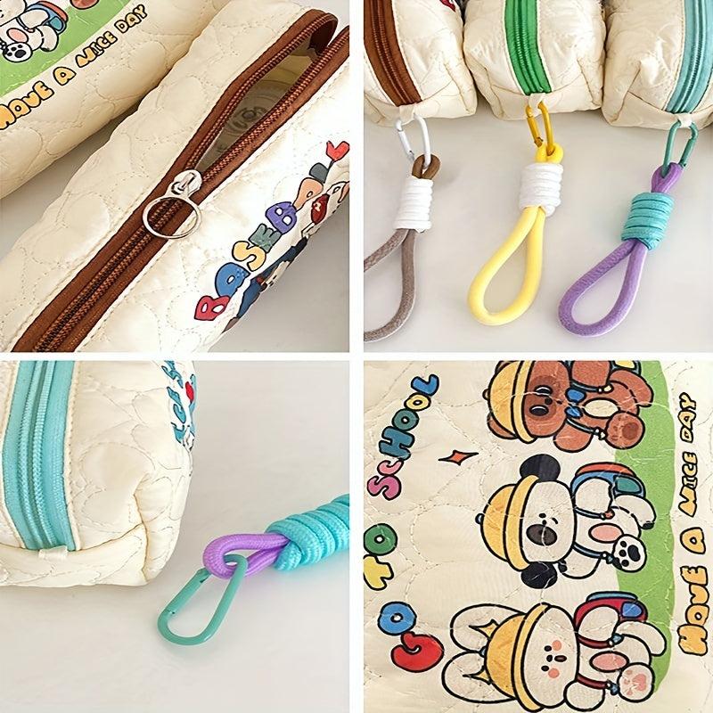 Cartoon Student Pencil Case Portable Puppy Printed Cosmetic Bag