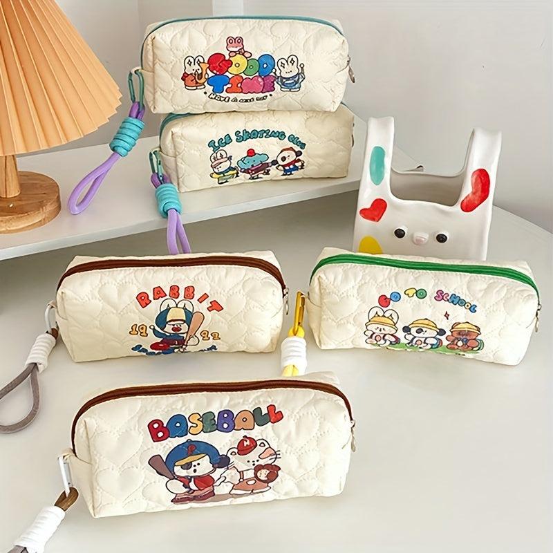 Cartoon Student Pencil Case Portable Puppy Printed Cosmetic Bag