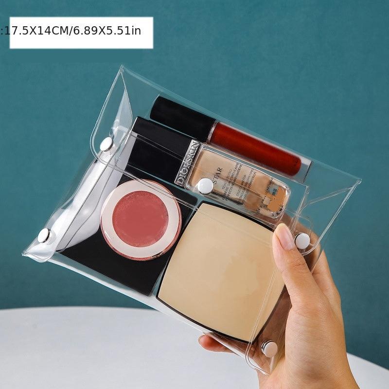 Transparent Cosmetic Bag Travel Flap Storage Bag With Snap
