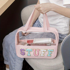 Transparent Letter Pattern Makeup Bag Waterproof Travel Essentials