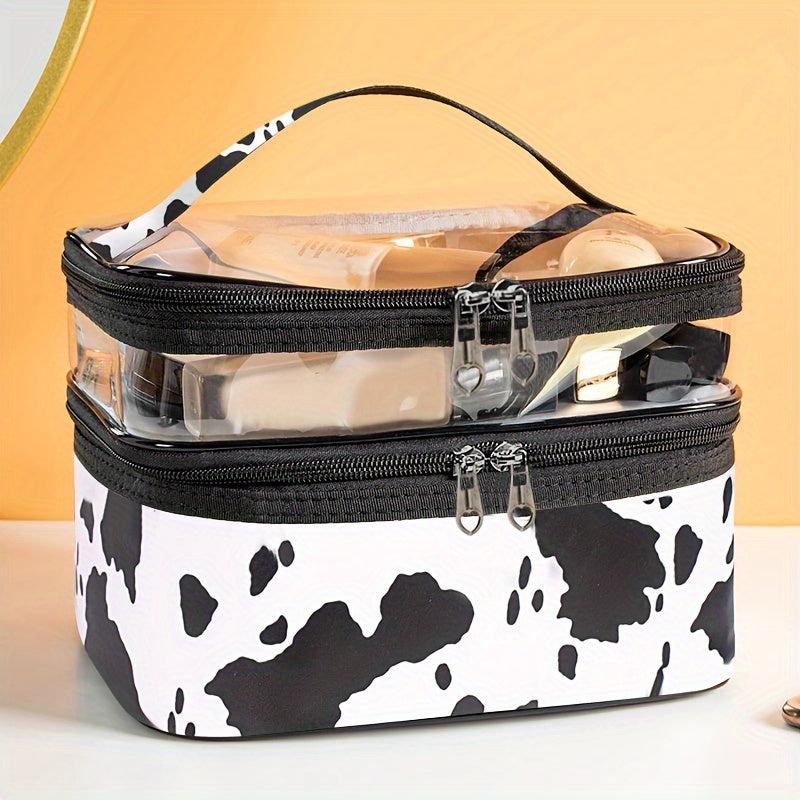 Transparent Cow Pattern Cosmetic Bag Waterproof Makeup Bag