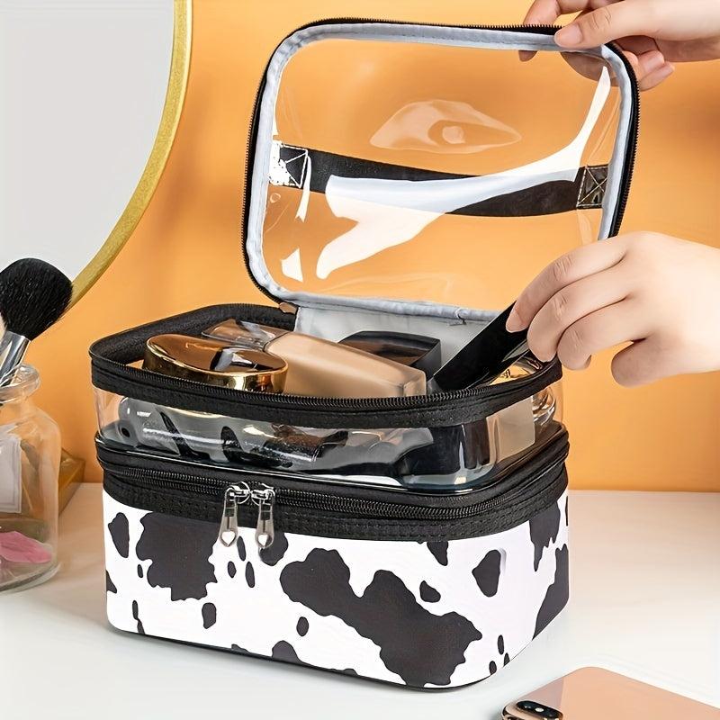 Transparent Cow Pattern Cosmetic Bag Waterproof Makeup Bag