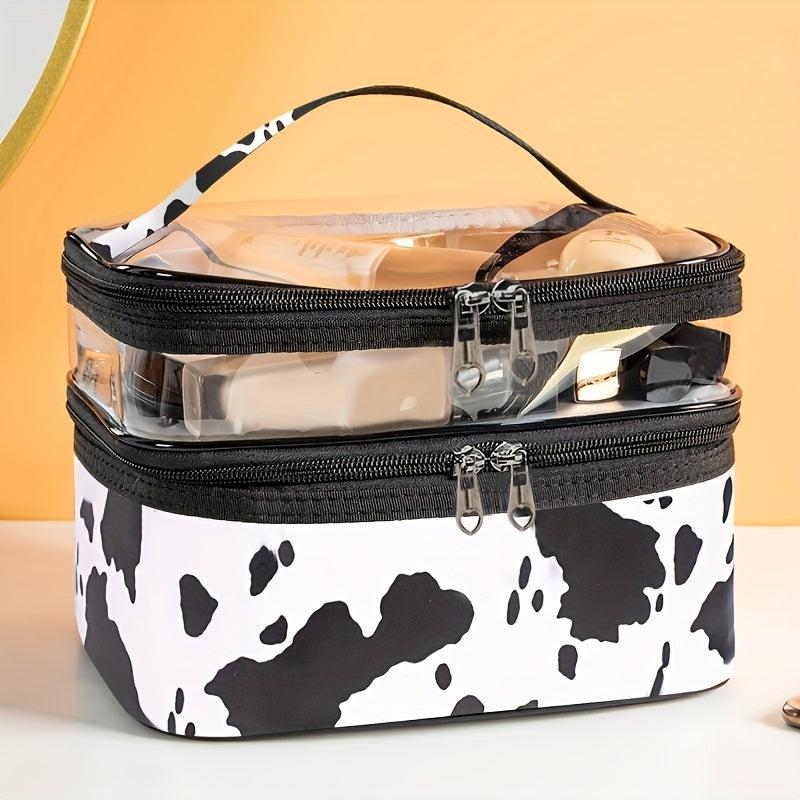 Transparent Cow Pattern Cosmetic Bag Waterproof Makeup Bag