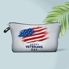 American Flag & Star Makeup Pouch Zipper Cosmetic Bag